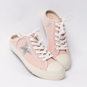 CCOCI Pink Canvas Sneakers with Silver Star 5.5